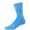 Blue crew socks featuring an embroidered elephant